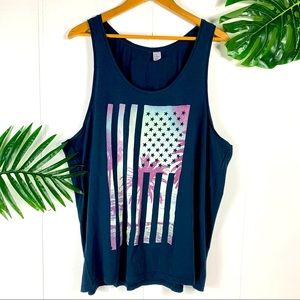 H&M Men’s Navy Blue Tropical Flag Tank Top XL